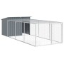 Caseta perros con corral acero galvanizado gris 153x396x110 cm de vidaXL, Casetas para perros - Ref: Foro24-3214223, Precio: ...