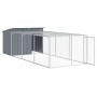 Caseta perros con corral acero galvanizado gris 153x396x110 cm de vidaXL, Casetas para perros - Ref: Foro24-3214223, Precio: ...