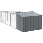 Caseta perros con corral acero galvanizado gris 153x396x110 cm de vidaXL, Casetas para perros - Ref: Foro24-3214223, Precio: ...