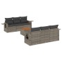 7-teiliges Gartensofa-Set mit grauen PE-Rattan-Kissen von vidaXL, Modulare Sofas für den Außenbereich - Ref: Foro24-3224457, ...