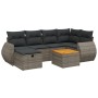 7-teiliges Gartensofa-Set mit grauen PE-Rattan-Kissen von vidaXL, Gartensets - Ref: Foro24-3265064, Preis: 468,95 €, Rabatt: %