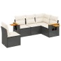 Set de muebles de jardín 5 pzas y cojines ratán sintético negro de vidaXL, Conjuntos de jardín - Ref: Foro24-3226812, Precio:...