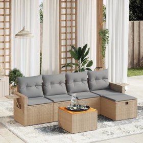 Garden sofa set with beige cushions mix 6 pieces PE rattan by vidaXL, Garden sets - Ref: Foro24-3264944, Price: 390,45 €, Dis...