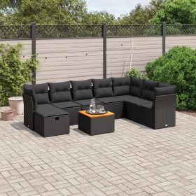 8-teiliges Gartensofa-Set und schwarze synthetische Rattankissen von vidaXL, Gartensets - Ref: Foro24-3264758, Preis: 522,62 ...