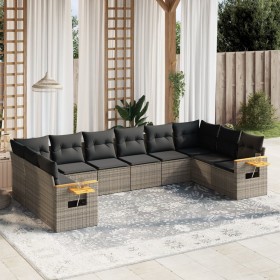 10-teiliges Gartensofa-Set mit grauen synthetischen Rattankissen von vidaXL, Gartensets - Ref: Foro24-3227166, Preis: 663,46 ...