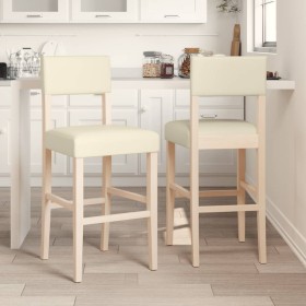 High stools 2 pcs solid rubber wood and synthetic leather by vidaXL, Kitchen stools - Ref: Foro24-4006198, Price: 130,18 €, D...