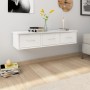 Shelf with drawers, glossy white plywood, 88x26x18.5cm by vidaXL, Shelves and shelves - Ref: Foro24-800600, Price: 47,35 €, D...