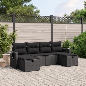 6-teiliges Gartensofa-Set und schwarze synthetische Rattankissen von vidaXL, Gartensets - Ref: Foro24-3263851, Preis: 372,34 ...