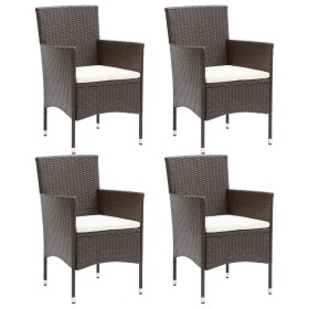 Garden chairs with cushions 4 units brown synthetic rattan by vidaXL, Garden chairs - Ref: Foro24-318501, Price: 230,99 €, Di...