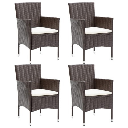 Garden chairs with cushions 4 units brown synthetic rattan by vidaXL, Garden chairs - Ref: Foro24-318501, Price: 229,89 €, Di...