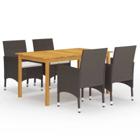 Juego de comedor de jardín 5 piezas con cojines marrón de vidaXL, Conjuntos de jardín - Ref: Foro24-3095865, Precio: 369,99 €...