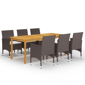 7-piece garden dining set with brown cushions by vidaXL, Garden sets - Ref: Foro24-3095867, Price: 552,00 €, Discount: %