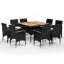 Juego comedor jardín 9 pzas madera maciza ratán sintético negro de vidaXL, Conjuntos de jardín - Ref: Foro24-3095899, Precio:...