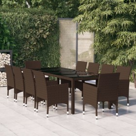 Garden dining set 11 pieces brown synthetic rattan by vidaXL, Garden sets - Ref: Foro24-3095929, Price: 806,99 €, Discount: %