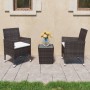 Garden bistro set 3 pieces PE rattan brown tempered glass by vidaXL, Garden sets - Ref: Foro24-3095934, Price: 189,99 €, Disc...