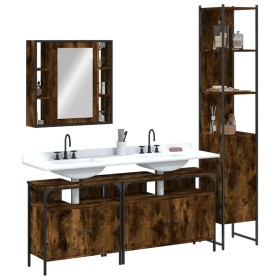 4-piece smoke oak plywood bathroom furniture set by vidaXL, Bathroom furniture - Ref: Foro24-3214747, Price: 256,31 €, Discou...