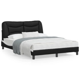 Estructura cama cabecero cuero sintético negro blanco 120x200cm de vidaXL, Camas y somieres - Ref: Foro24-3207993, Precio: 18...