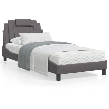 Estructura de cama con cabecero cuero sintético gris 80x200 cm de vidaXL, Camas y somieres - Ref: Foro24-3208057, Precio: 143...