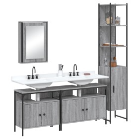 Set de muebles de baño 4 pzas madera contrachapada gris sonoma de vidaXL, Muebles de baño - Ref: Foro24-3214808, Precio: 241,...