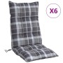 High back chair cushions 6 pcs gray plaid Oxford fabric by vidaXL, Cushions for chairs and sofas - Ref: Foro24-377646, Price:...