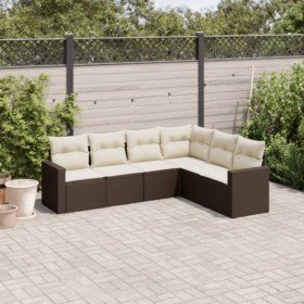 6-piece garden sofa set and brown synthetic rattan cushions by vidaXL, Modular outdoor sofas - Ref: Foro24-3251350, Price: 41...