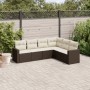 6-teilige Gartensofagarnitur und braune synthetische Rattankissen von vidaXL, Modulare Sofas für den Außenbereich - Ref: Foro...