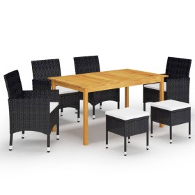 Juego de comedor de jardín de 7 piezas negro de vidaXL, Conjuntos de jardín - Ref: Foro24-3067777, Precio: 468,99 €, Descuent...