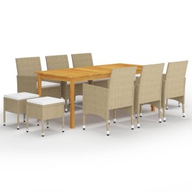 Juego de comedor de jardín de 11 piezas beige de vidaXL, Conjuntos de jardín - Ref: Foro24-3067873, Precio: 717,99 €, Descuen...