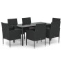 Set de comedor de jardín 7 pzas y cojines ratán sintético negro de vidaXL, Conjuntos de jardín - Ref: Foro24-3156775, Precio:...