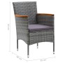 Set de muebles jardín 9 pzas con cojines ratán sintético gris de vidaXL, Conjuntos de jardín - Ref: Foro24-3095032, Precio: 7...