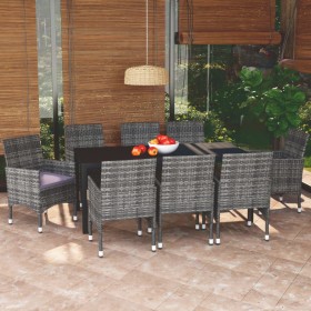 9-piece garden furniture set with gray synthetic rattan cushions by vidaXL, Garden sets - Ref: Foro24-3095026, Price: 769,37 ...