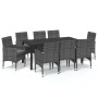 Set de muebles jardín 9 pzas con cojines ratán sintético gris de vidaXL, Conjuntos de jardín - Ref: Foro24-3095026, Precio: 8...