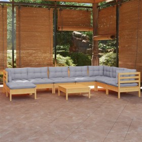 Juego de muebles de jardín 9 pzas y cojines madera maciza pino de vidaXL, Conjuntos de jardín - Ref: Foro24-3096664, Precio: ...