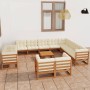 Set de muebles de jardín 13 pzs cojines madera pino marrón miel de vidaXL, Conjuntos de jardín - Ref: Foro24-3077012, Precio:...