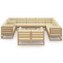 Set de muebles de jardín 13 pzs cojines madera pino marrón miel de vidaXL, Conjuntos de jardín - Ref: Foro24-3077012, Precio:...