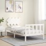 White solid wood bed frame with headboard by vidaXL, Beds and slatted bases - Ref: Foro24-3193432, Price: 95,99 €, Discount: %