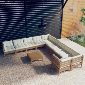 Garden furniture 11 pieces and cushions honey brown pine wood by vidaXL, Garden sets - Ref: Foro24-3097016, Price: 995,29 €, ...