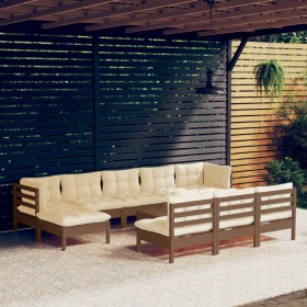 Garden furniture 11 pieces and cushions honey brown pine wood by vidaXL, Garden sets - Ref: Foro24-3097124, Price: 989,99 €, ...