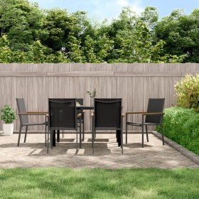 Garden chairs 6 pcs textilene and black steel 55x61.5x90 cm by vidaXL, Garden chairs - Ref: Foro24-3187086, Price: 348,47 €, ...