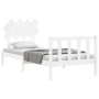 White solid wood bed frame with headboard by vidaXL, Beds and slatted bases - Ref: Foro24-3193432, Price: 95,99 €, Discount: %