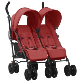 Carrito para gemelos de acero rojo de vidaXL, Cochecitos de bebé - Ref: Foro24-10239, Precio: 234,20 €, Descuento: %