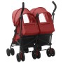 Carrito para gemelos de acero rojo de vidaXL, Cochecitos de bebé - Ref: Foro24-10239, Precio: 234,99 €, Descuento: %