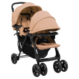 Taupe gray steel tandem twin stroller by vidaXL, Baby strollers - Ref: Foro24-10349, Price: 209,71 €, Discount: %