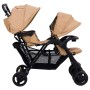 Carrito para gemelos tandem de acero gris taupé de vidaXL, Cochecitos de bebé - Ref: Foro24-10349, Precio: 209,71 €, Descuent...