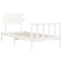 White solid wood bed frame with headboard by vidaXL, Beds and slatted bases - Ref: Foro24-3193432, Price: 95,99 €, Discount: %