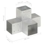 Post connectors in X 4 pcs galvanized metal 101x101 mm by vidaXL, fence posts - Ref: Foro24-145484, Price: 84,80 €, Discount: %