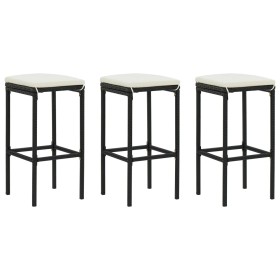 Kitchen stools with cushions 3 pcs black synthetic rattan by vidaXL, Kitchen stools - Ref: Foro24-313443, Price: 168,99 €, Di...