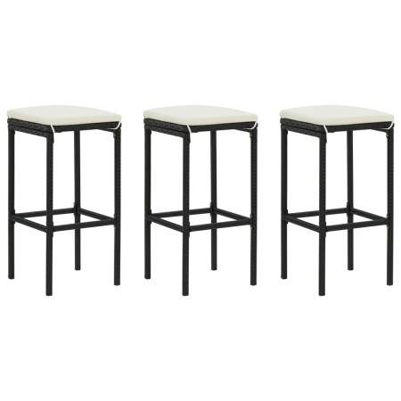 Kitchen stools with cushions 3 pcs black synthetic rattan by vidaXL, Kitchen stools - Ref: Foro24-313443, Price: 168,37 €, Di...