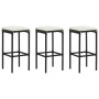 Kitchen stools with cushions 3 pcs black synthetic rattan by vidaXL, Kitchen stools - Ref: Foro24-313443, Price: 168,37 €, Di...