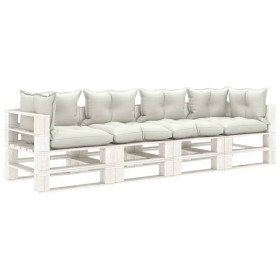 4-seater pallet sofa for wooden garden with beige cushions by vidaXL, Outdoor sofas - Ref: Foro24-3052426, Price: 371,99 €, D...